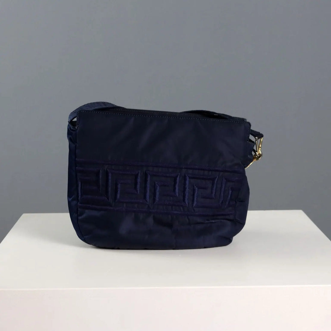 Gianni Versace Vintage Bag Blue Canvas Metal Italy 1990s | Clothing & House Linens | Vintage
