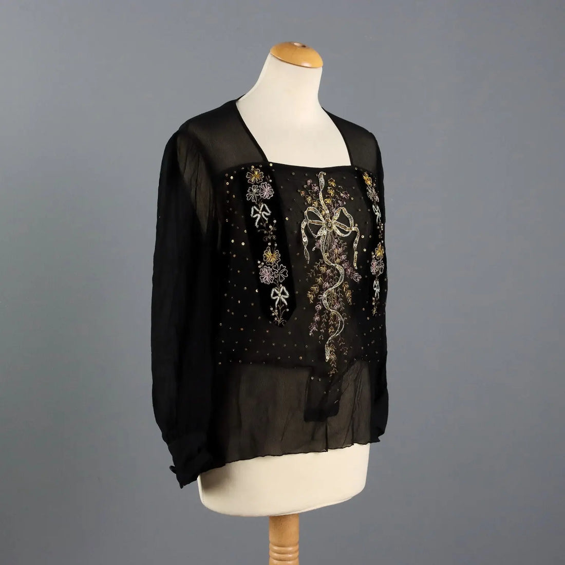Vintage Shirt Silk with Embroideries UK Size 12/14 Italy 1980s-90s - UK Size 12/14 | Clothing & House Linens | Vintage