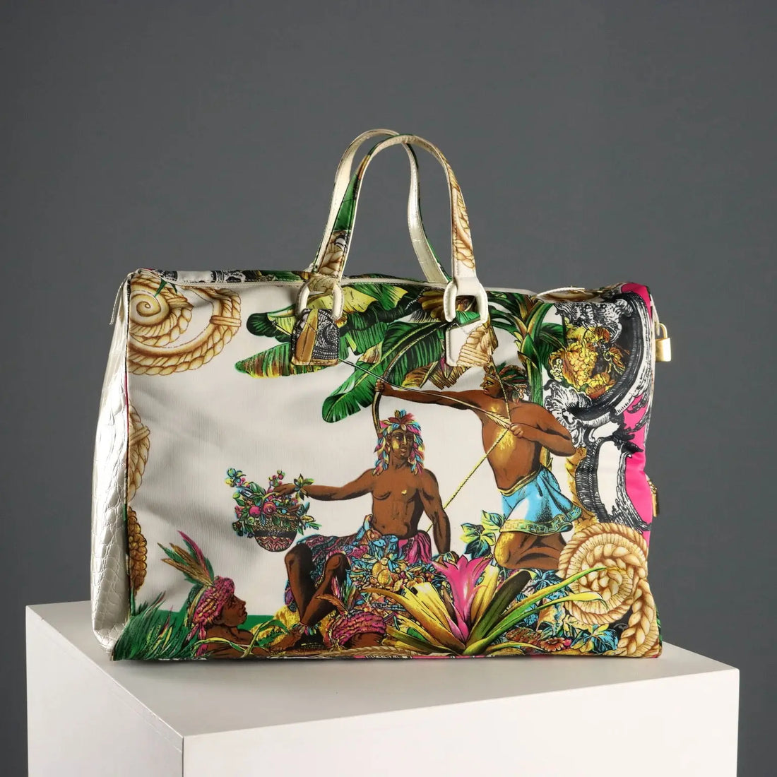 Ferré Vintage Printed Bag Canvas Forest Scene Italy 1990s | Clothing & House Linens | Vintage