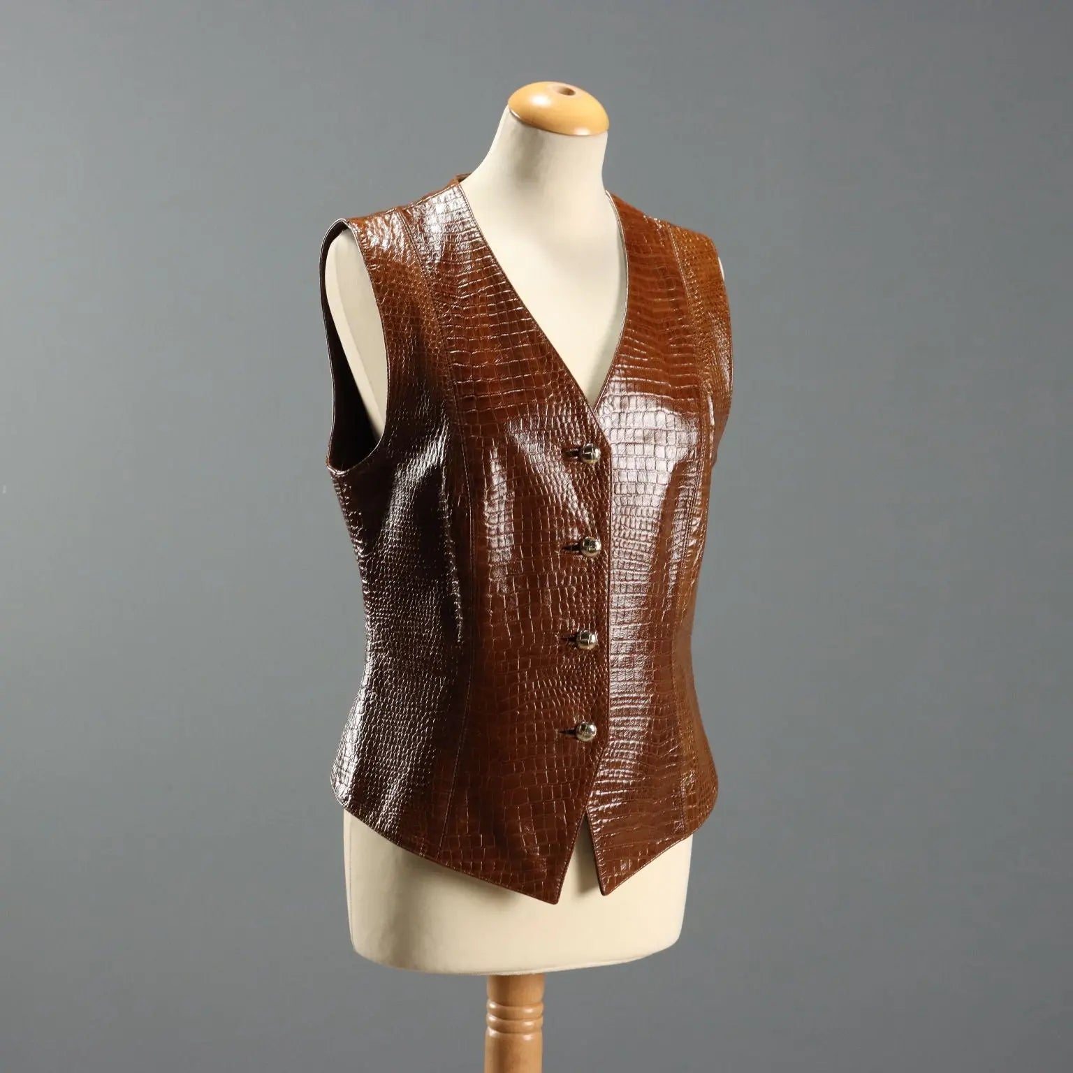 Escada Vintage Leather Vest UK Size 12 Germany 1980s