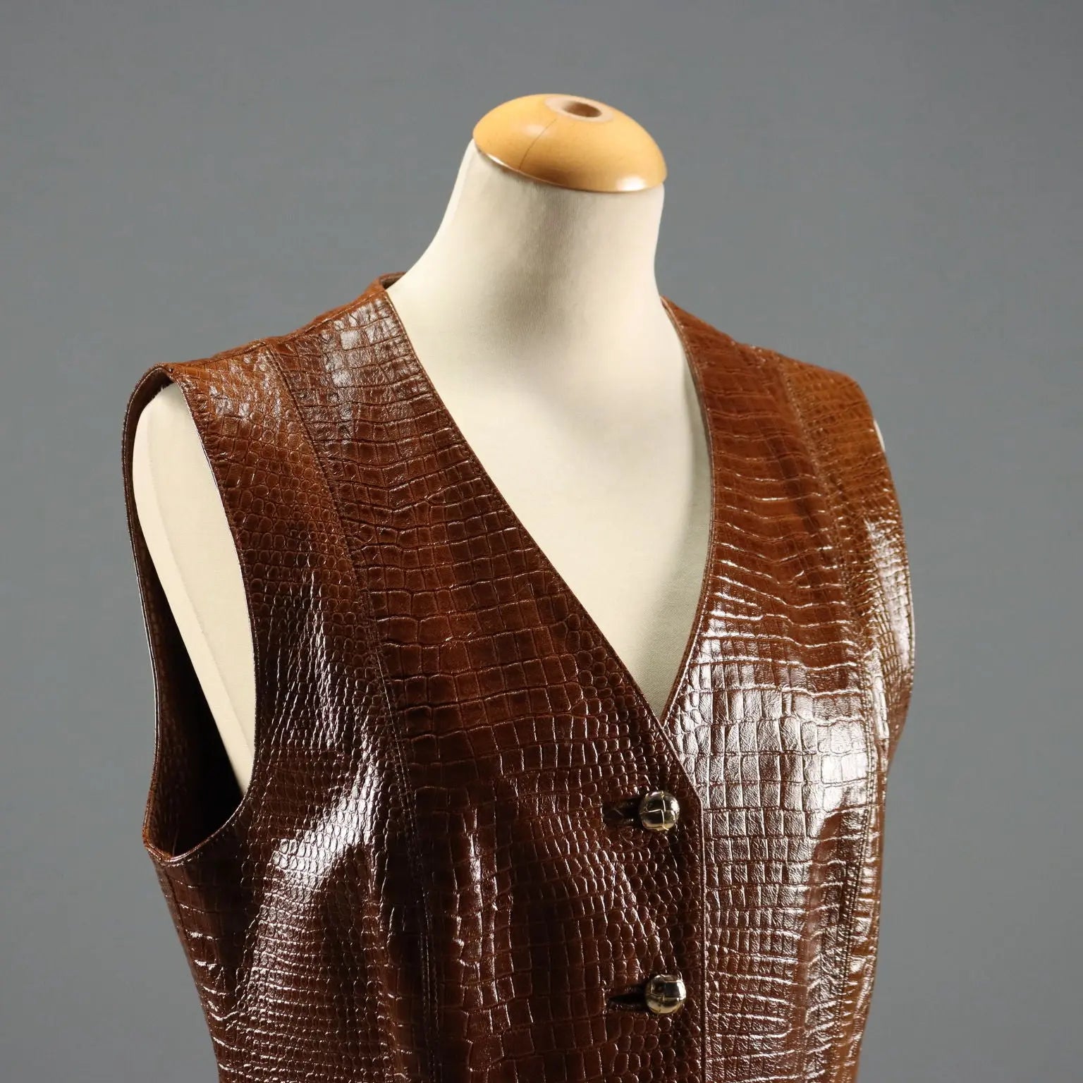 Escada Vintage Leather Vest UK Size 12 Germany 1980s