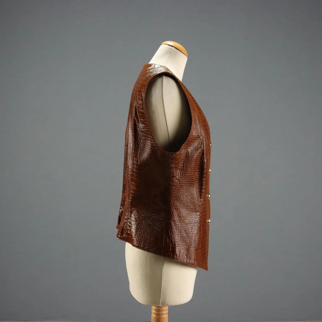 Escada Vintage Leather Vest UK Size 12 Germany 1980s