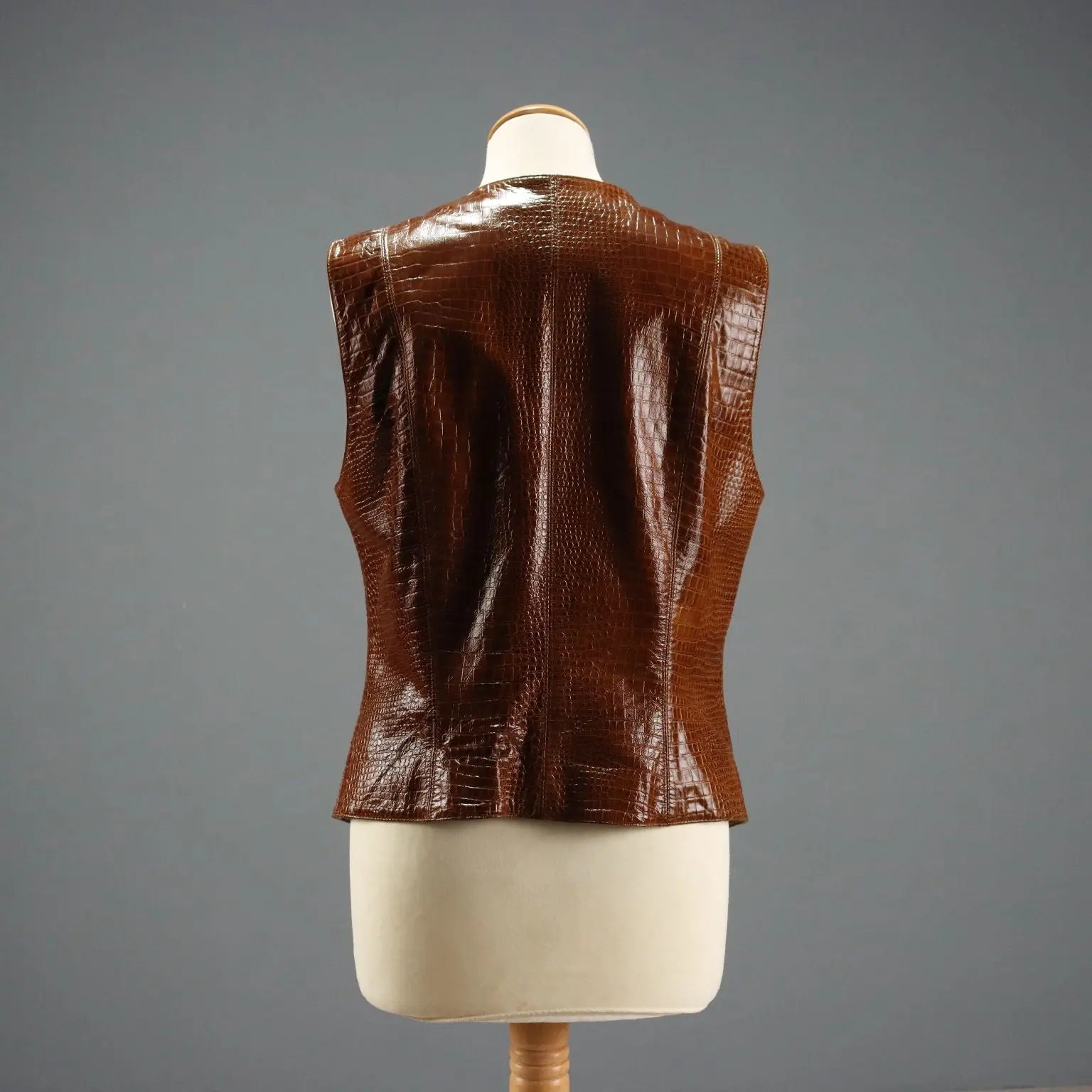 Escada Vintage Leather Vest UK Size 12 Germany 1980s
