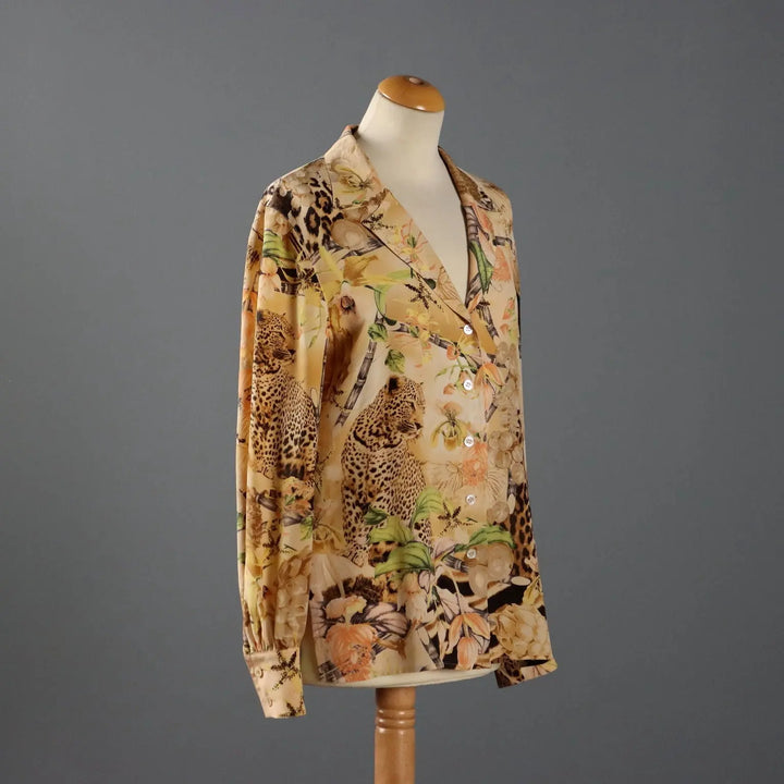 Escada Vintage Jungle Print Shirt Silk UK Size 12 Germany 1980s - UK Size 12 | Clothing & House Linens | Vintage