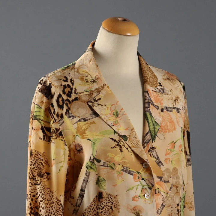 Escada Vintage Jungle Print Shirt Silk UK Size 12 Germany 1980s - UK Size 12 | Clothing & House Linens | Vintage