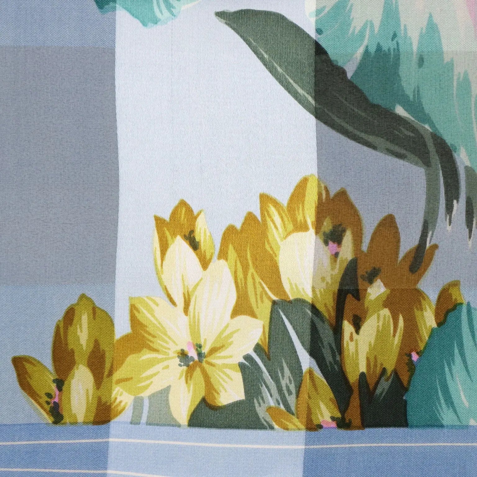 Balenciaga Vintage Scarf Silk Flower Pattern France 1970s