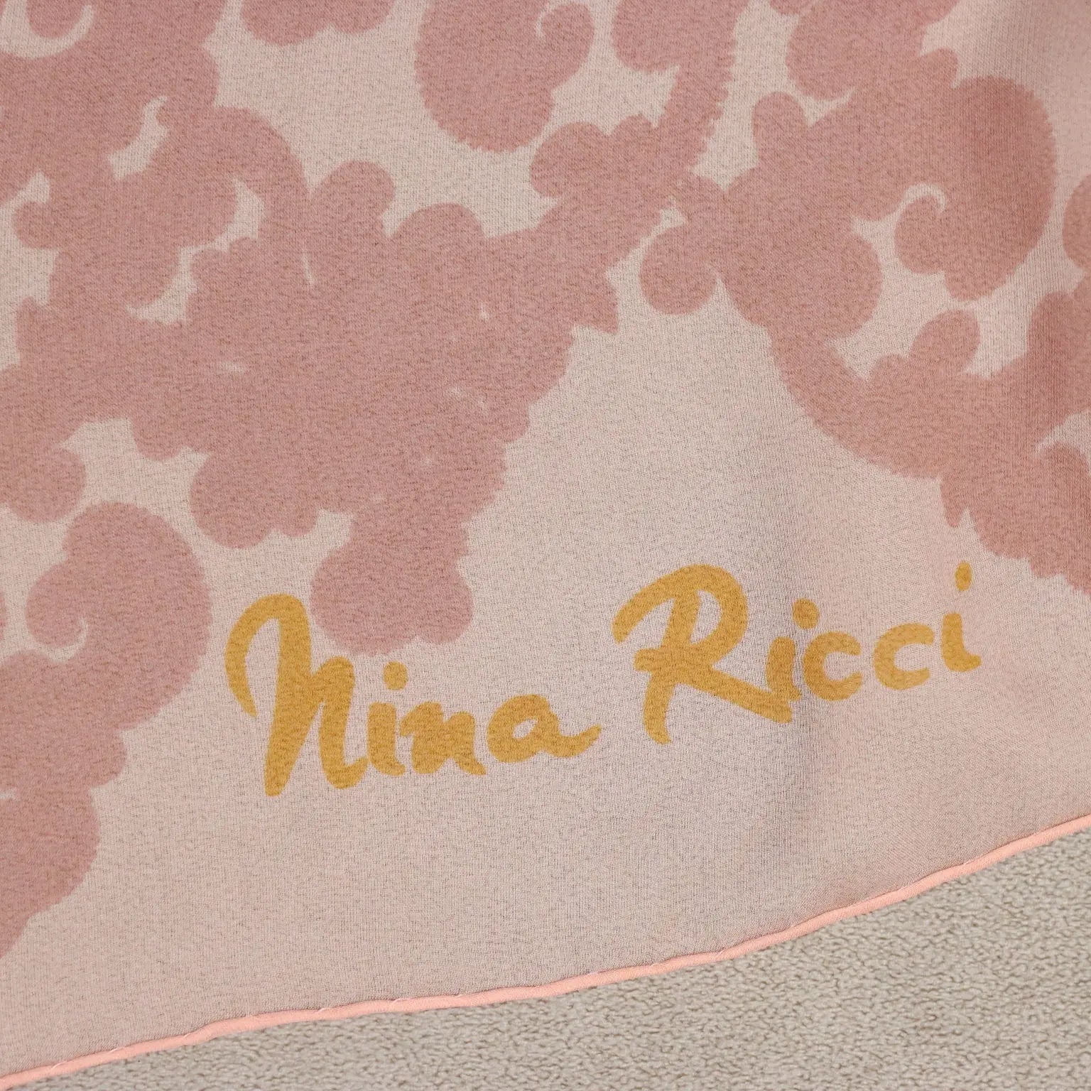 Vintage Scarf Nina Ricci Silk Voile Italy 1980s-1990s