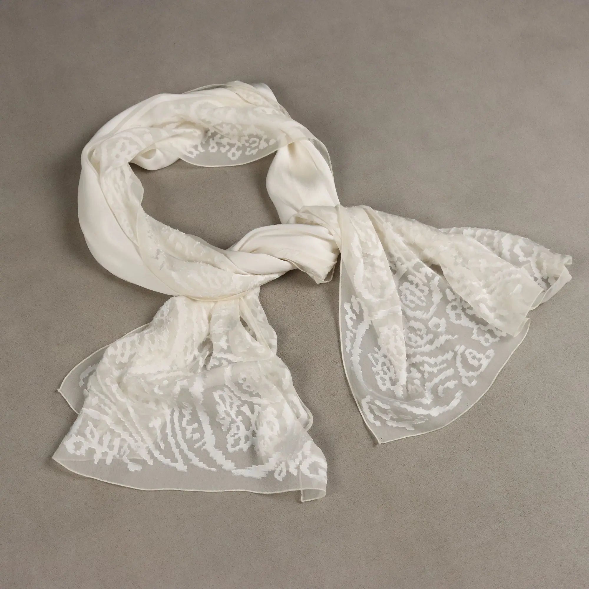 Vintage Ungaro Scarf White Silk France 1980s
