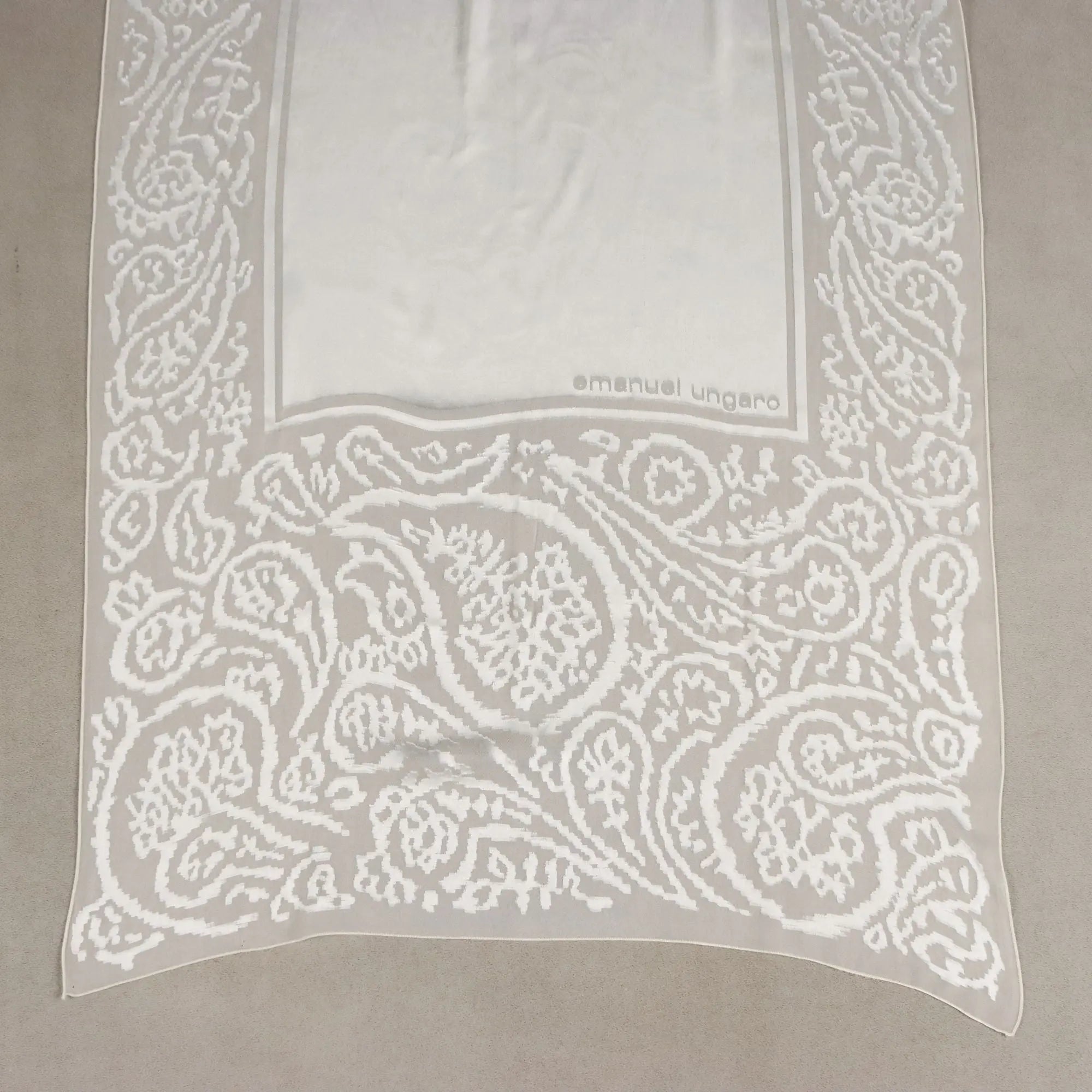 Vintage Ungaro Scarf White Silk France 1980s
