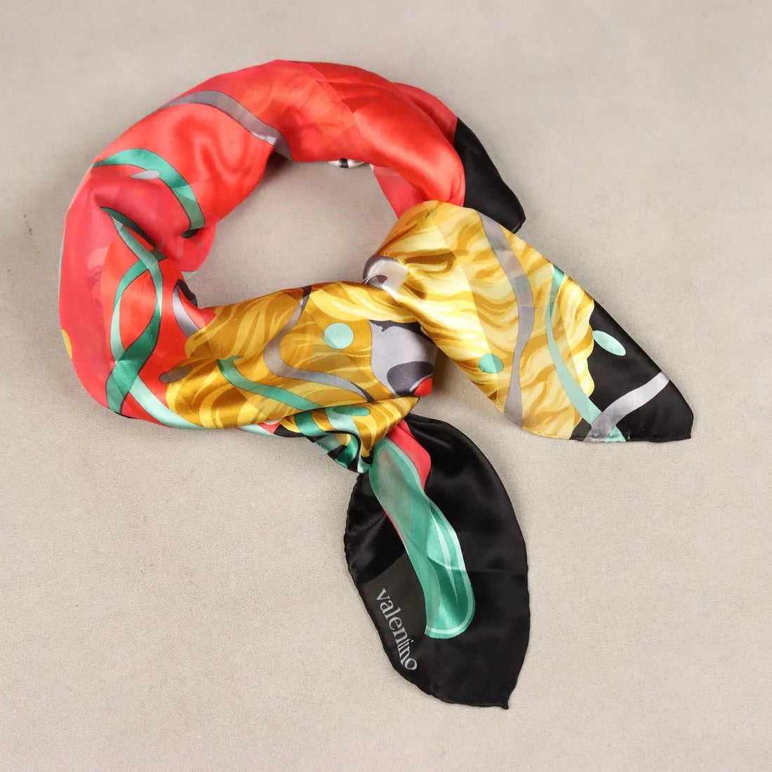 Vintage Scarf Valentino Silk with Masks Italy 1980s