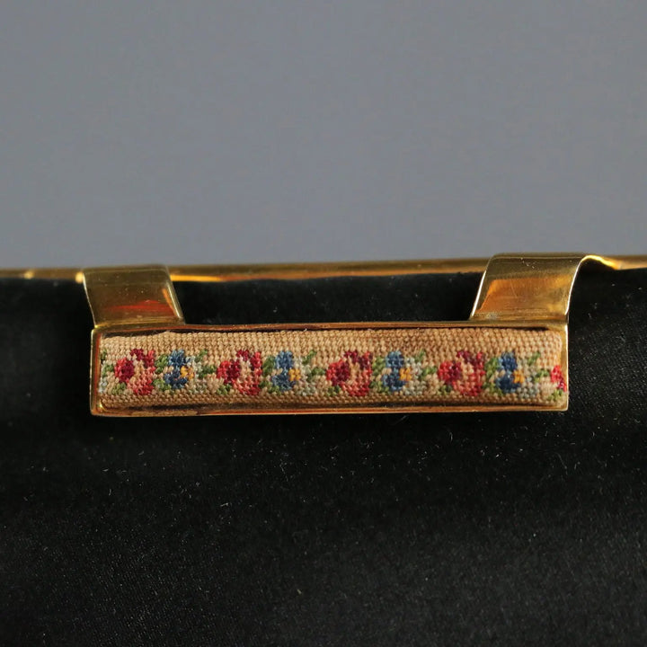 Vintage Evening Clutch Black Satin Italy 1950s-1960s