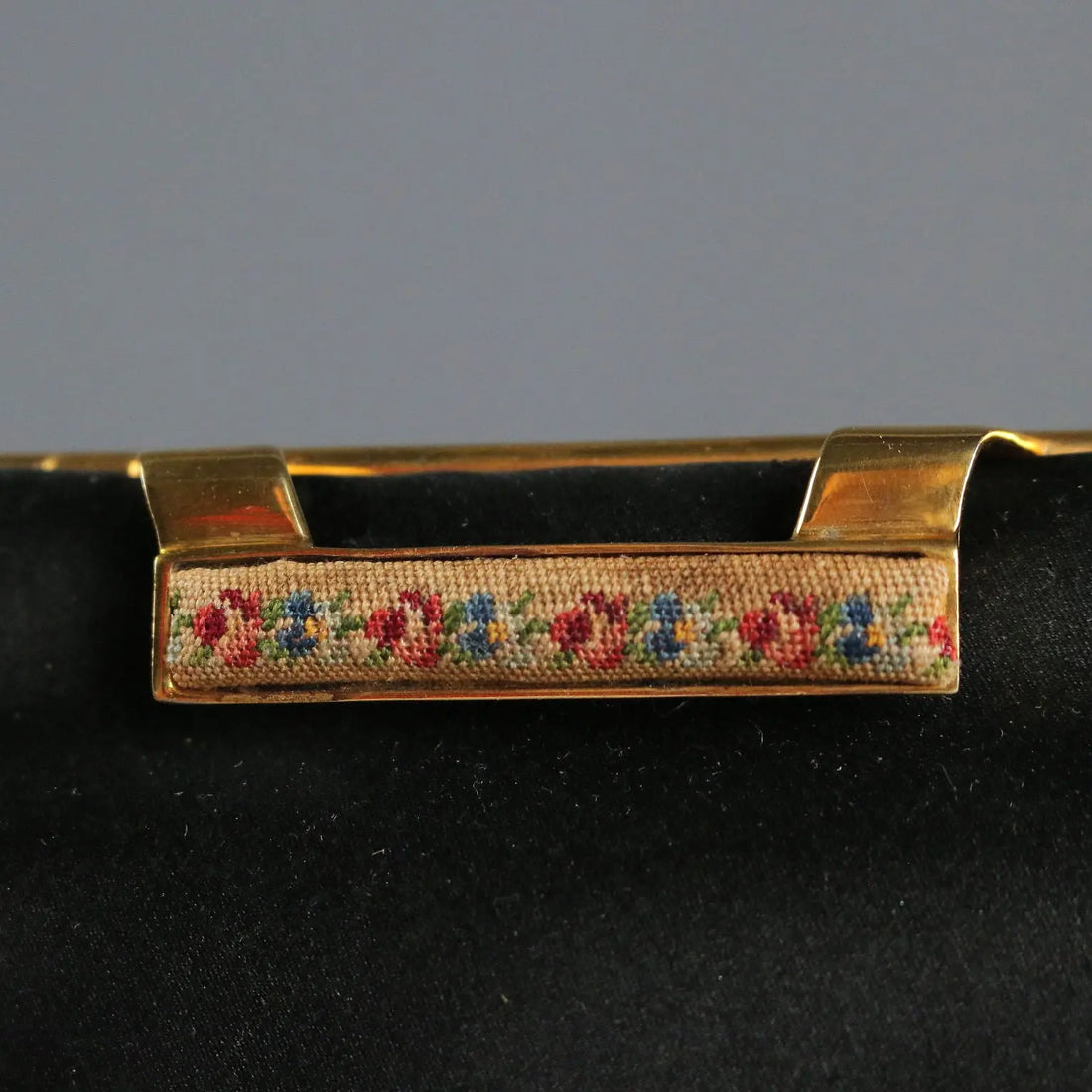 Vintage Evening Clutch Black Satin Italy 1950s-1960s