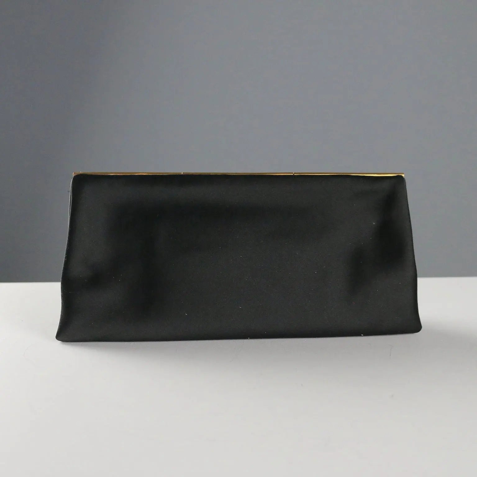 Vintage Evening Clutch Black Satin Italy 1950s-1960s