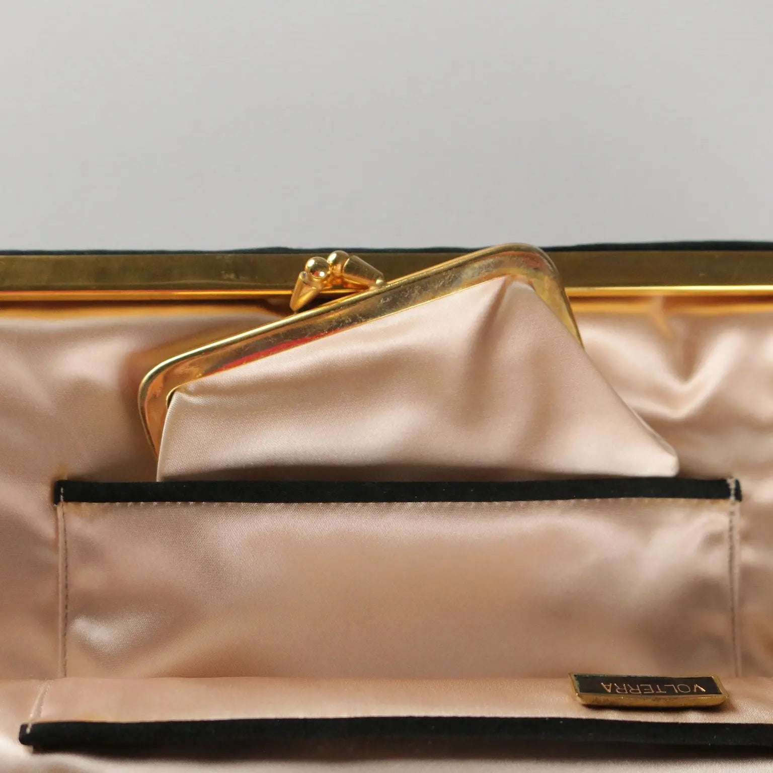 Vintage Evening Clutch Black Satin Italy 1950s-1960s