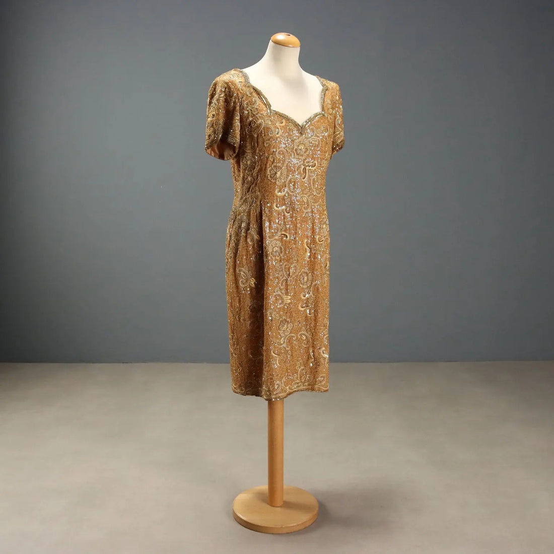Vintage Dress Silk Gold Embroideries UK Size 12/14 Italy 1980s-1990s - UK Size 12/14 | Clothing & House Linens | Vintage