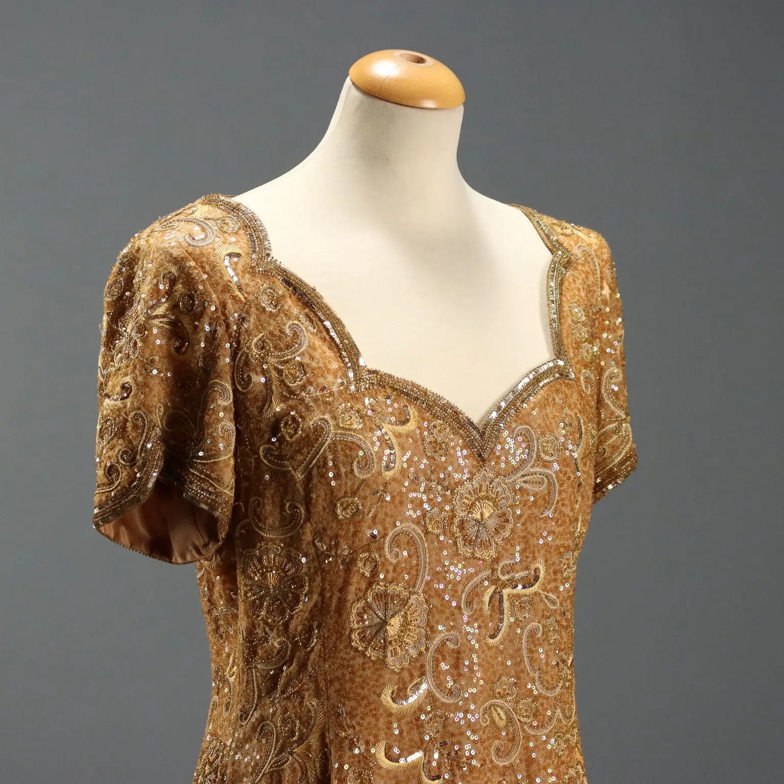 Vintage Dress Silk Gold Embroideries UK Size 12/14 Italy 1980s-1990s - UK Size 12/14 | Clothing & House Linens | Vintage