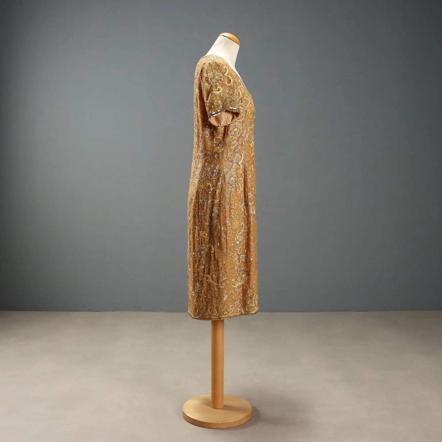 Vintage Dress Silk Gold Embroideries UK Size 12/14 Italy 1980s-1990s - UK Size 12/14 | Clothing & House Linens | Vintage