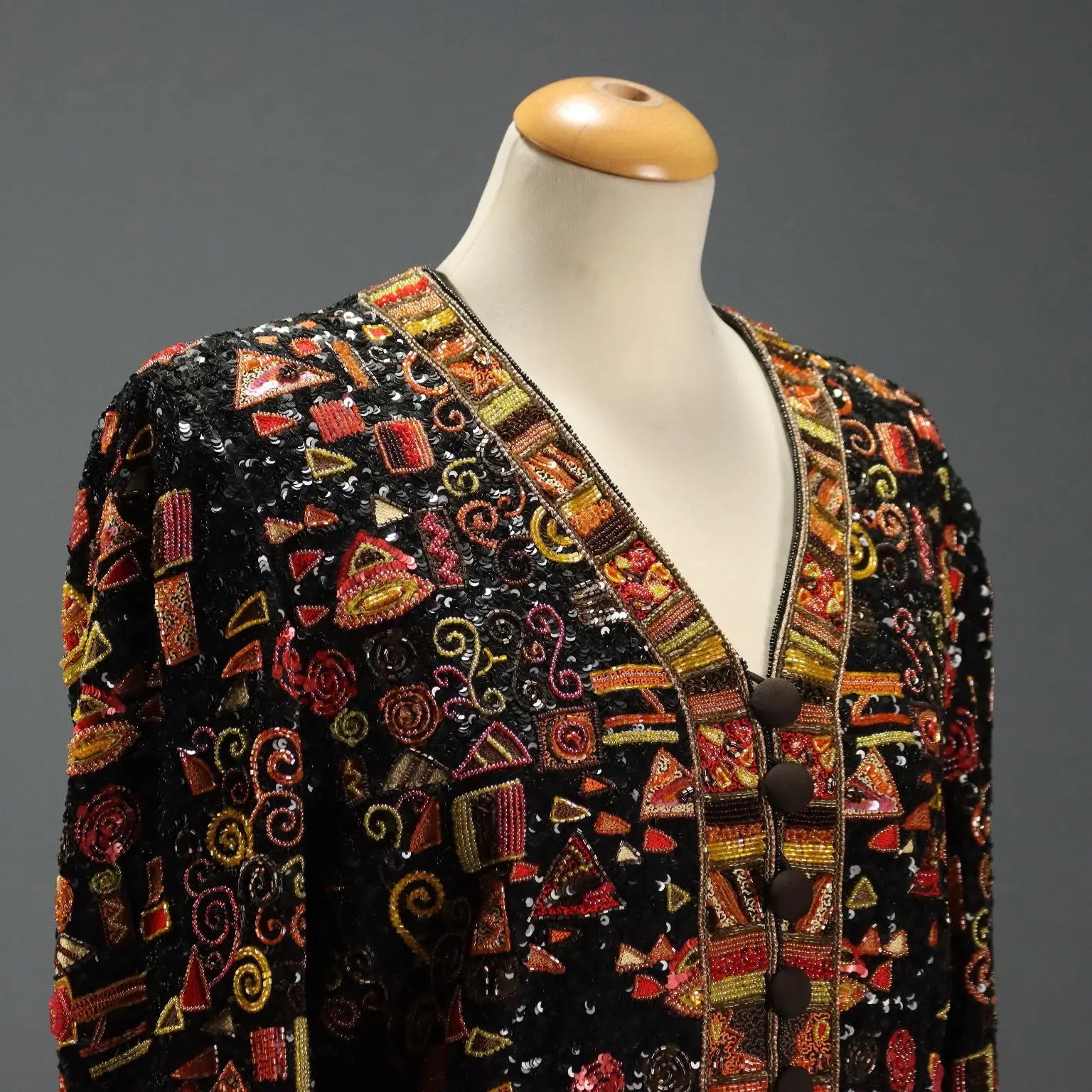 Vintage Jacket Embroidered Silk Paillettes UK Size 12/14 1980s - UK Size 12/14 | Clothing & House Linens | Vintage