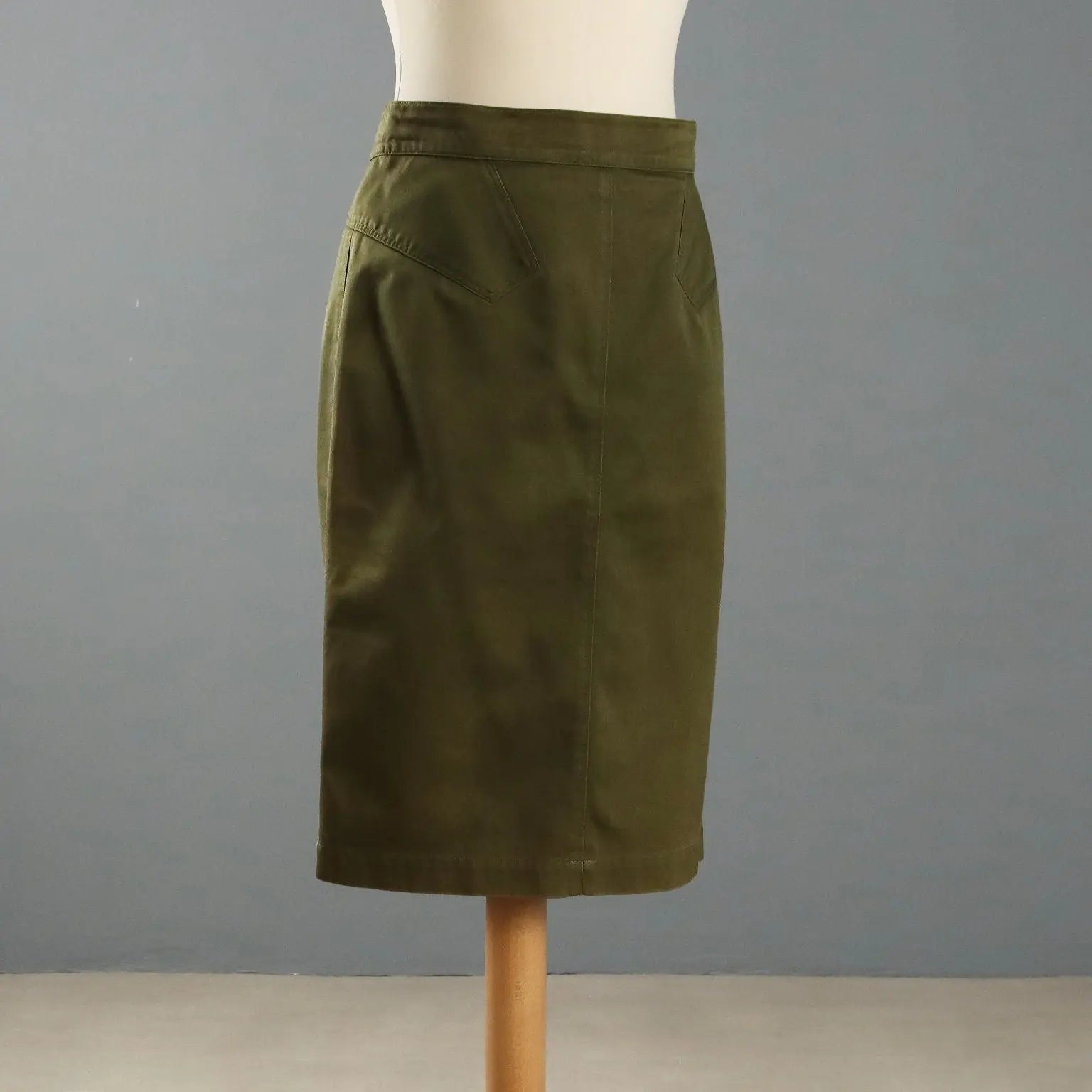 Alaia Vintage Skirt Green Cotton UK Size 10 Italy 1990s - UK Size 10 | Clothing & House Linens | Vintage