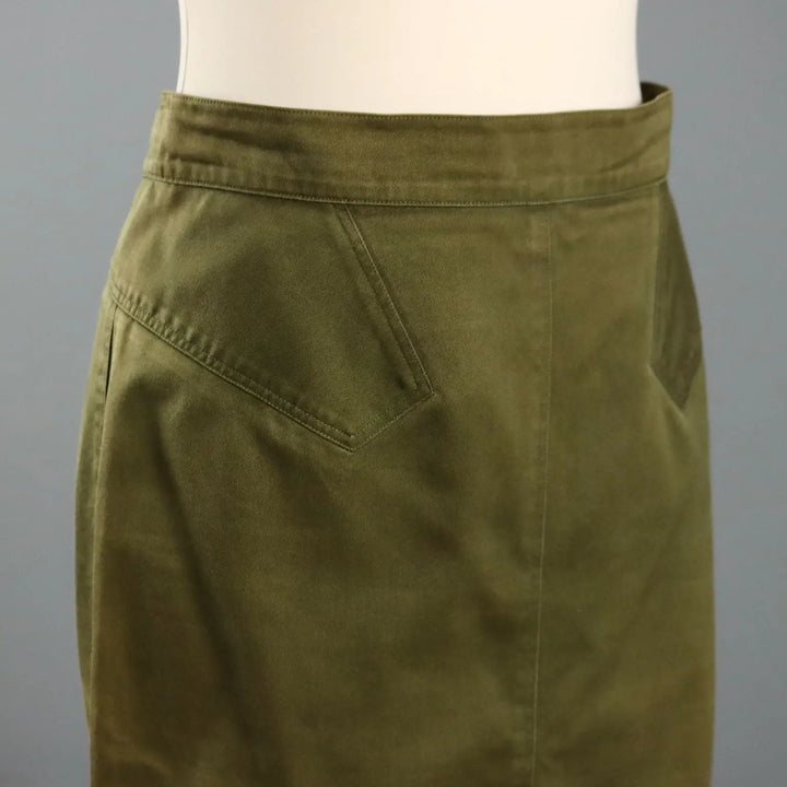 Alaia Vintage Skirt Green Cotton UK Size 10 Italy 1990s - UK Size 10 | Clothing & House Linens | Vintage