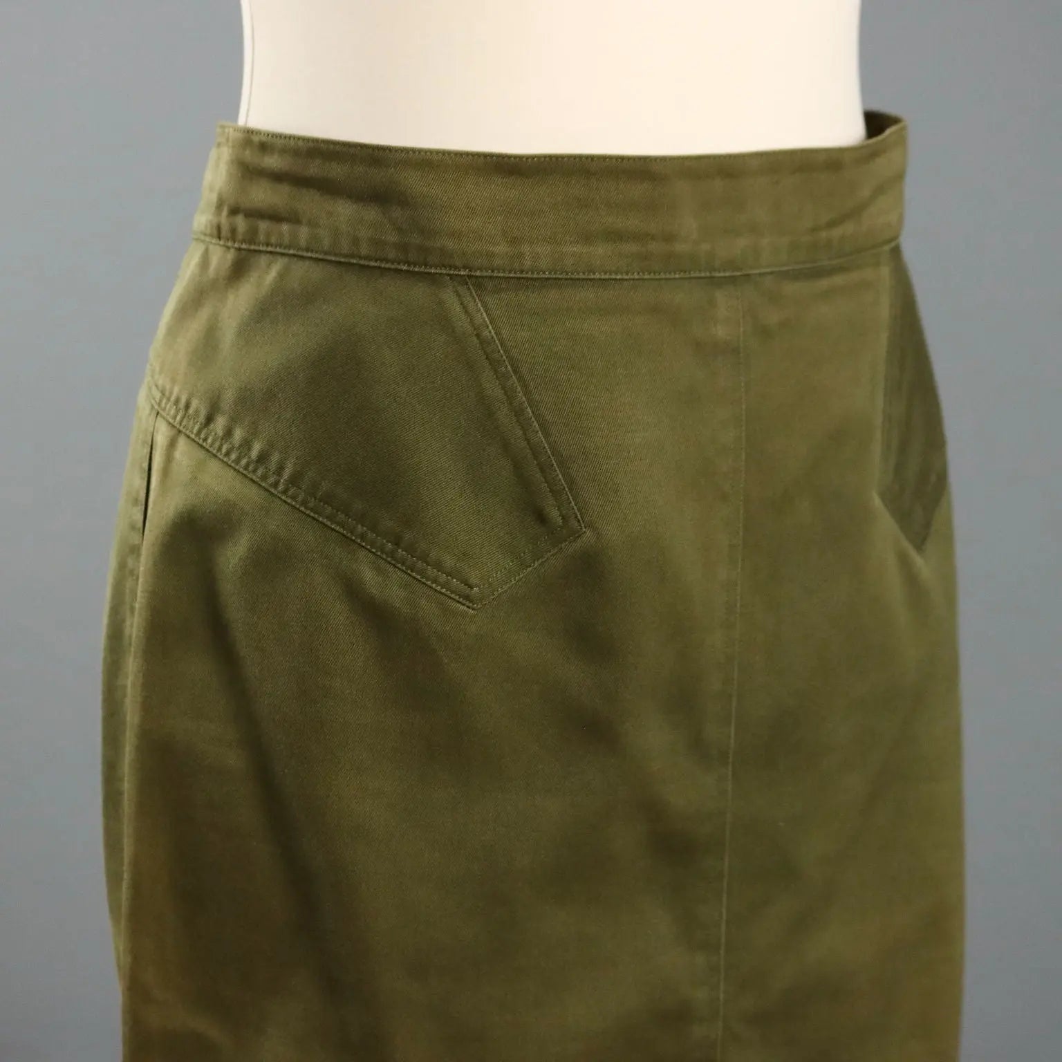 Alaia Vintage Skirt Green Cotton UK Size 10 Italy 1990s - UK Size 10 | Clothing & House Linens | Vintage