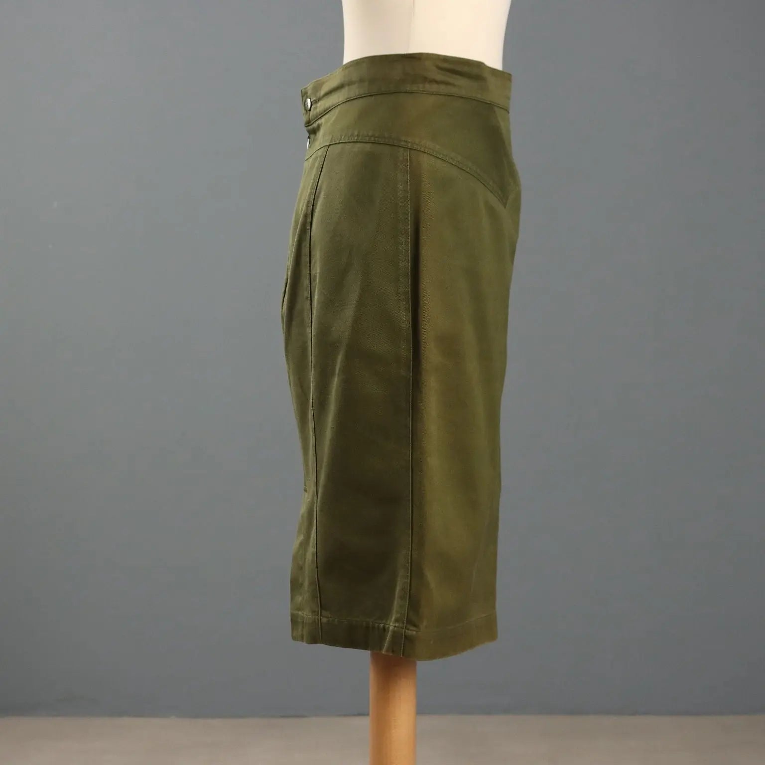 Alaia Vintage Skirt Green Cotton UK Size 10 Italy 1990s - UK Size 10 | Clothing & House Linens | Vintage