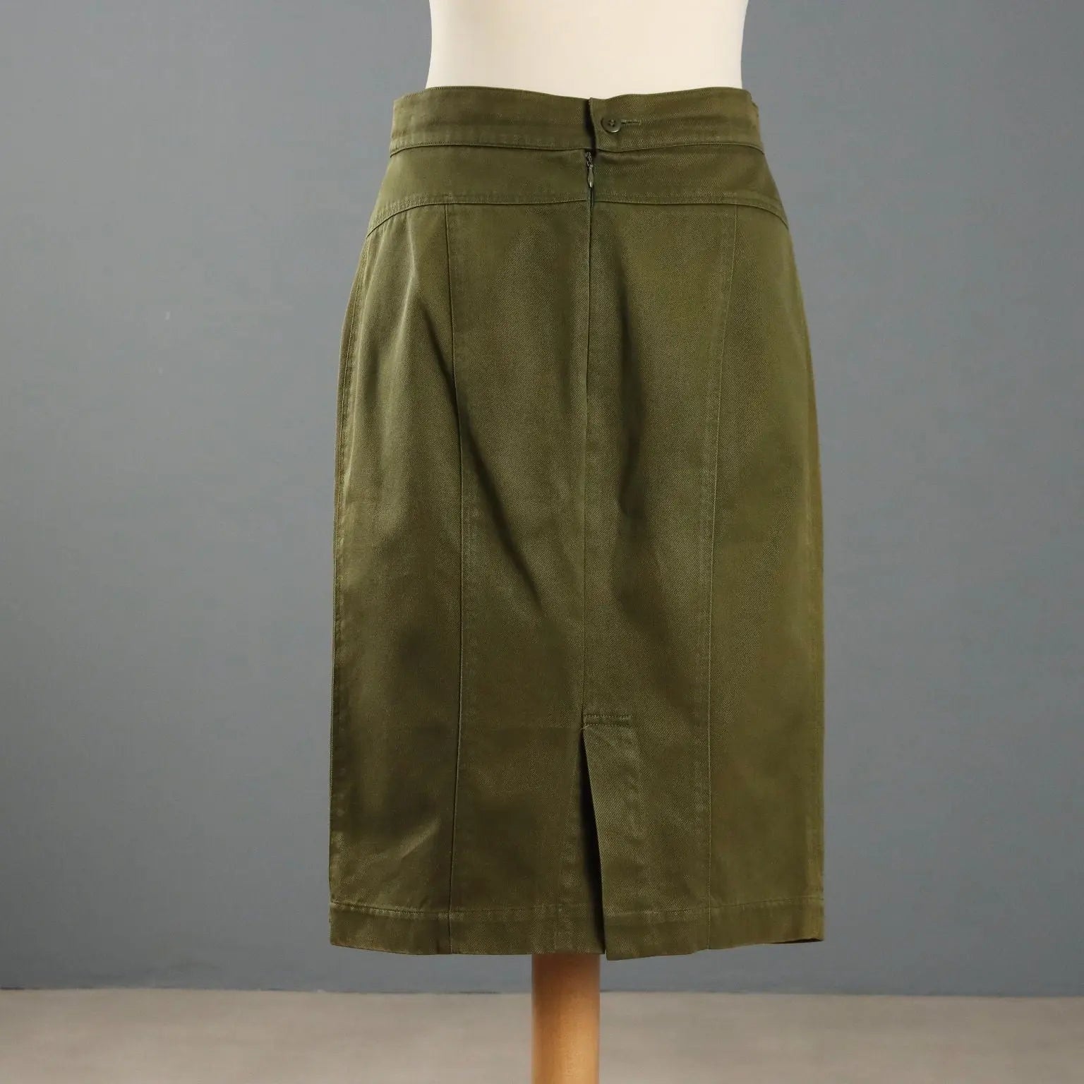 Alaia Vintage Skirt Green Cotton UK Size 10 Italy 1990s - UK Size 10 | Clothing & House Linens | Vintage