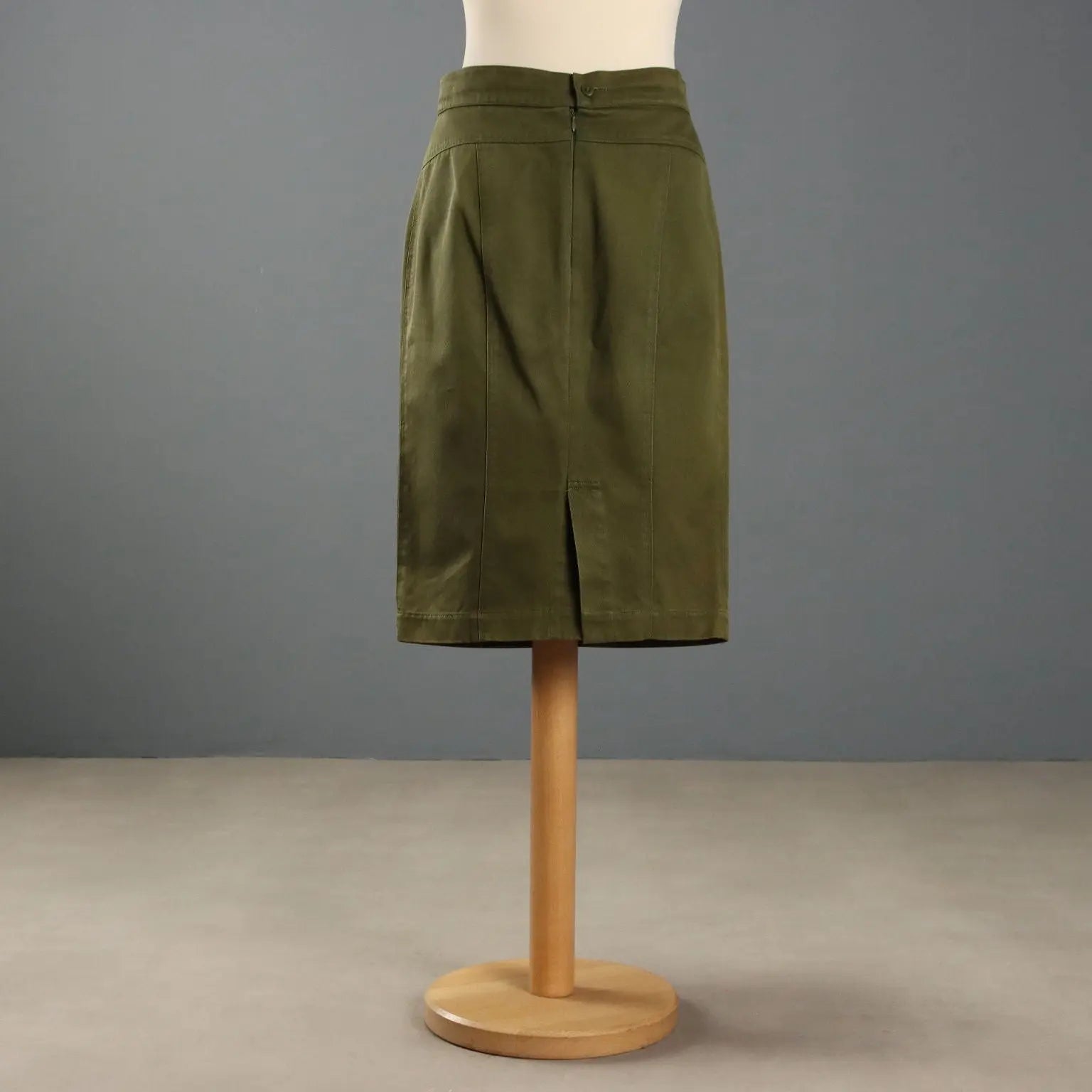 Alaia Vintage Skirt Green Cotton UK Size 10 Italy 1990s - UK Size 10 | Clothing & House Linens | Vintage