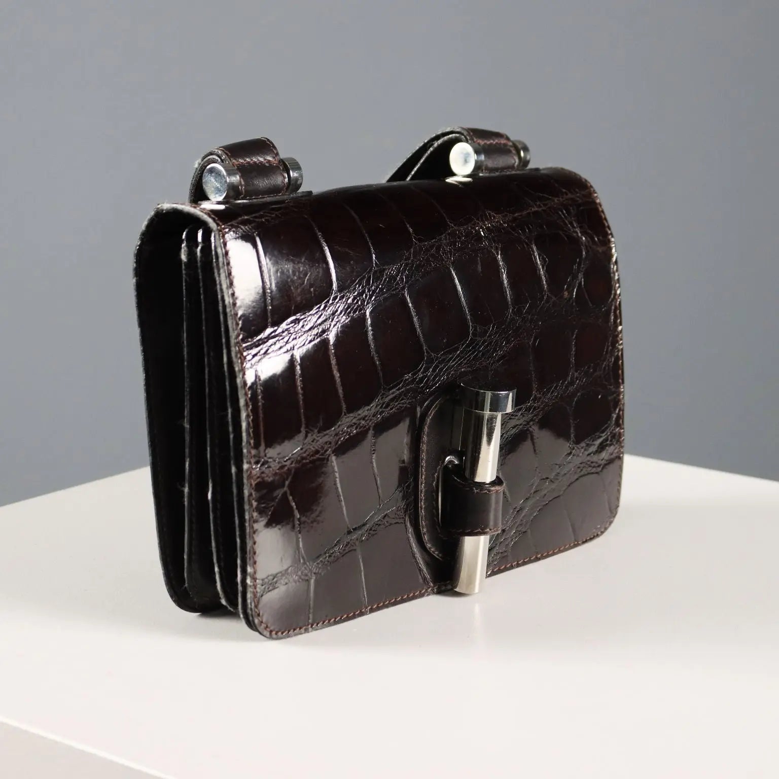 Gherardini Vintage Crocodile Print Bag Italy 1950s-1960s