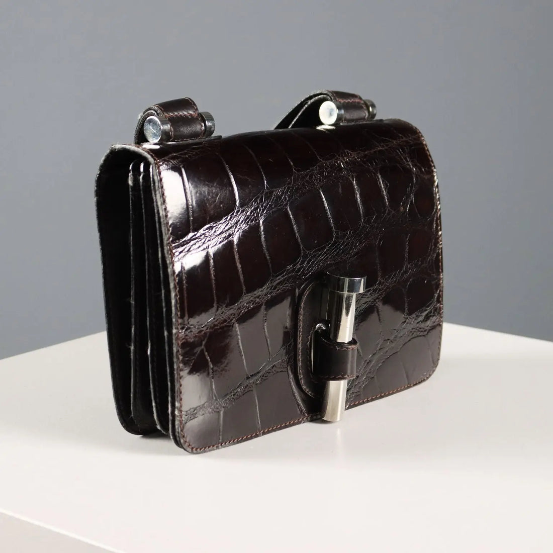 Gherardini Vintage Crocodile Print Bag Italy 1950s-1960s