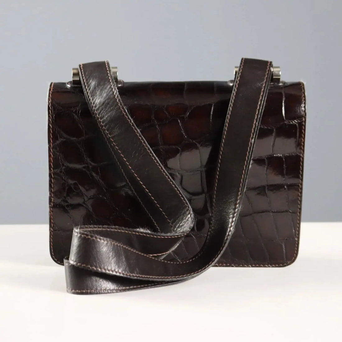 Gherardini Vintage Crocodile Print Bag Italy 1950s-1960s