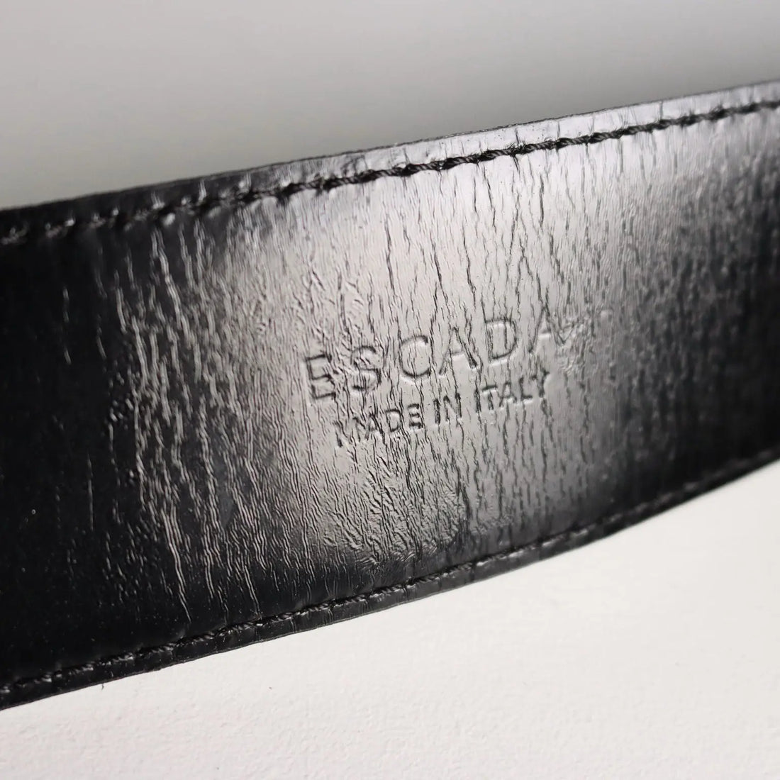 Escada Black Vintage Belt Black Leather Metal Germany 1980s-90s