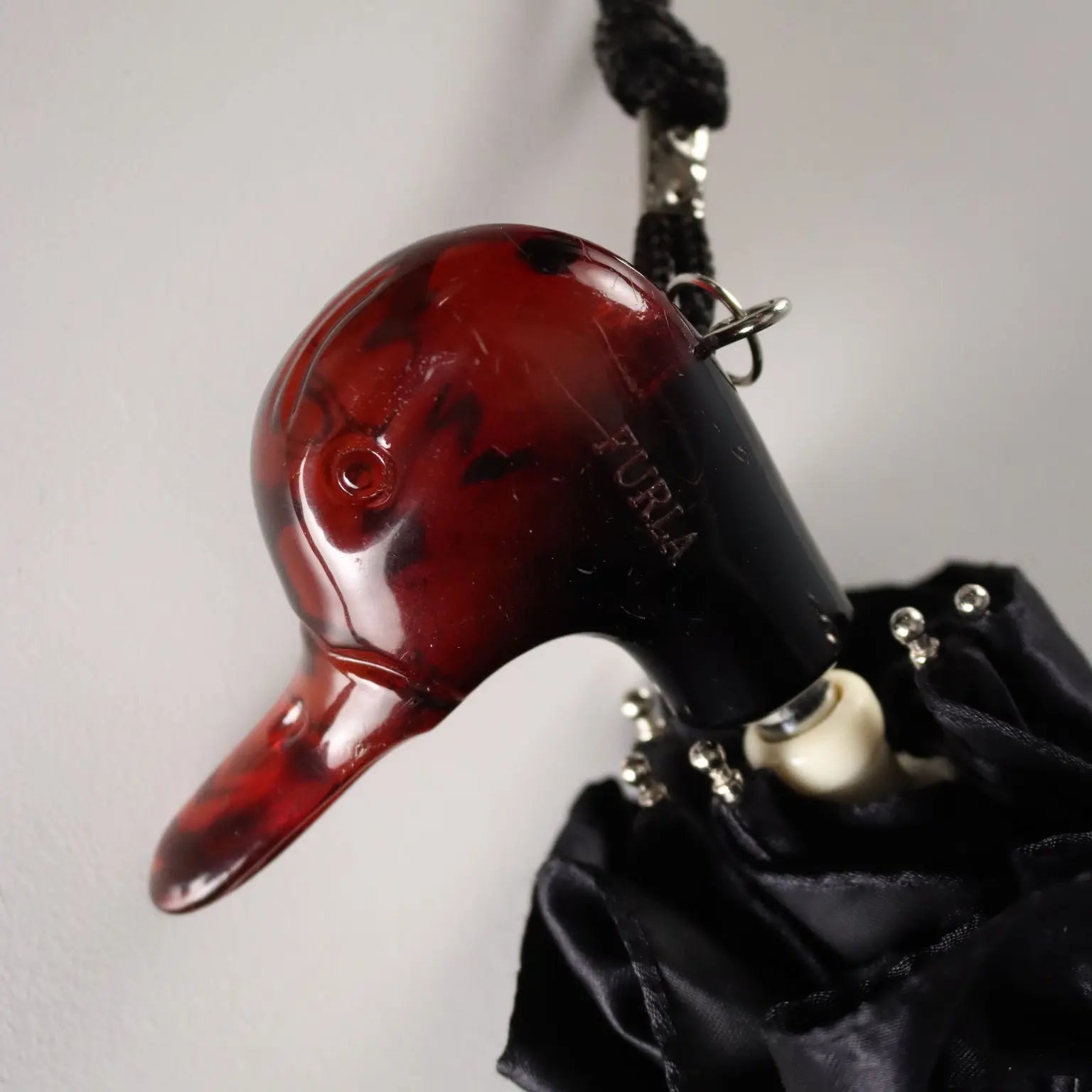 Furla Vintage Umbrella Plastic Polyester Italy 1990s