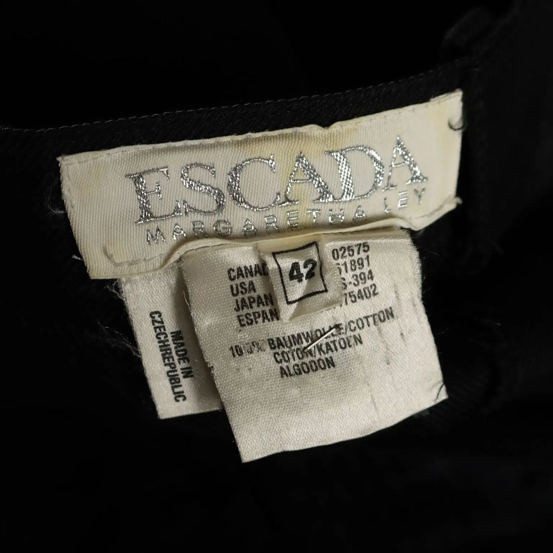 Escada Black Vintage Pants Cotton UK Size 12 Germany 1980s - UK Size 12 | Clothing & House Linens | Vintage