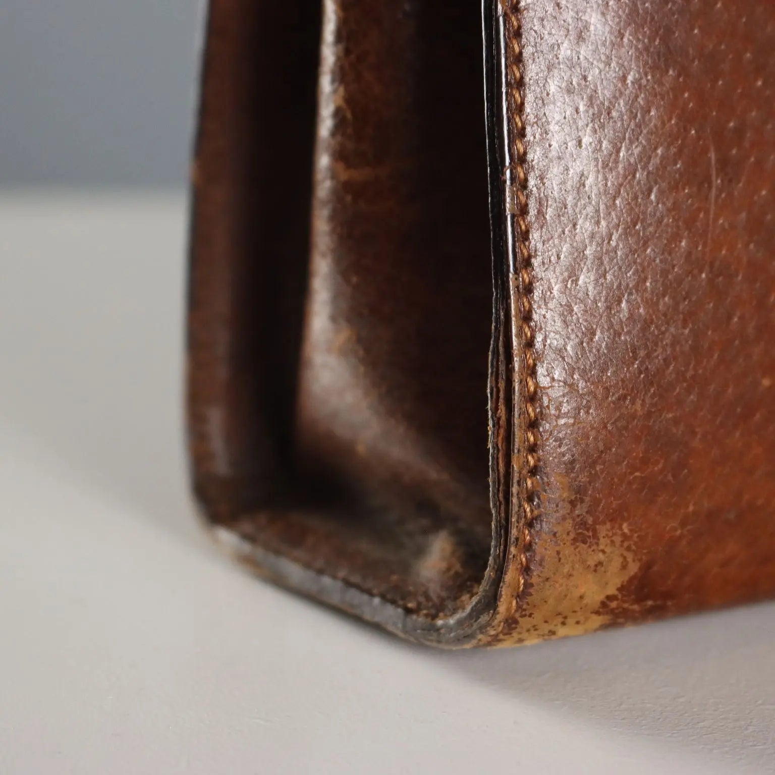 Gucci Vintage Brown Leather Bag Metal Italy 1960s