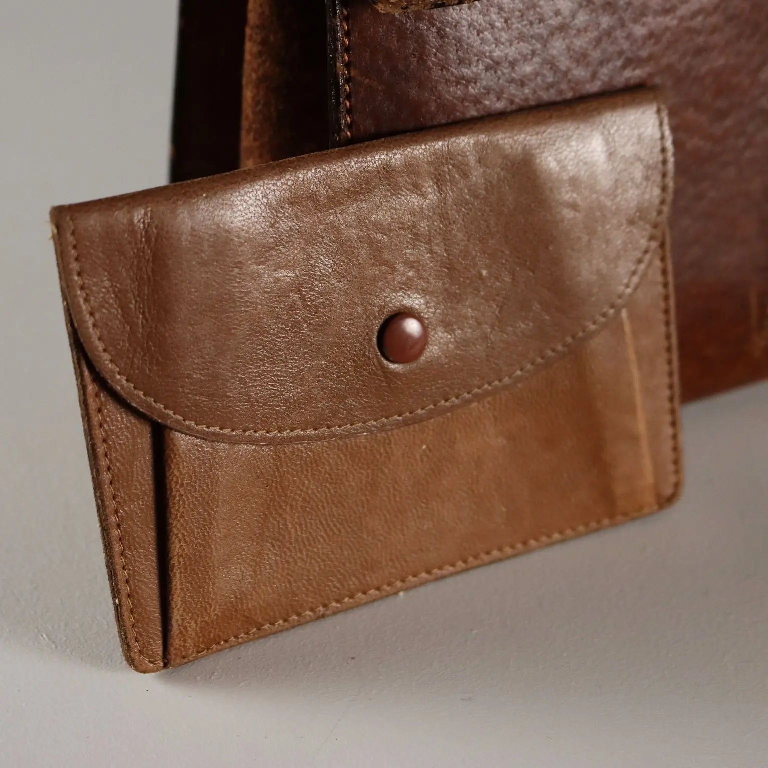 Gucci Vintage Brown Leather Bag Metal Italy 1960s