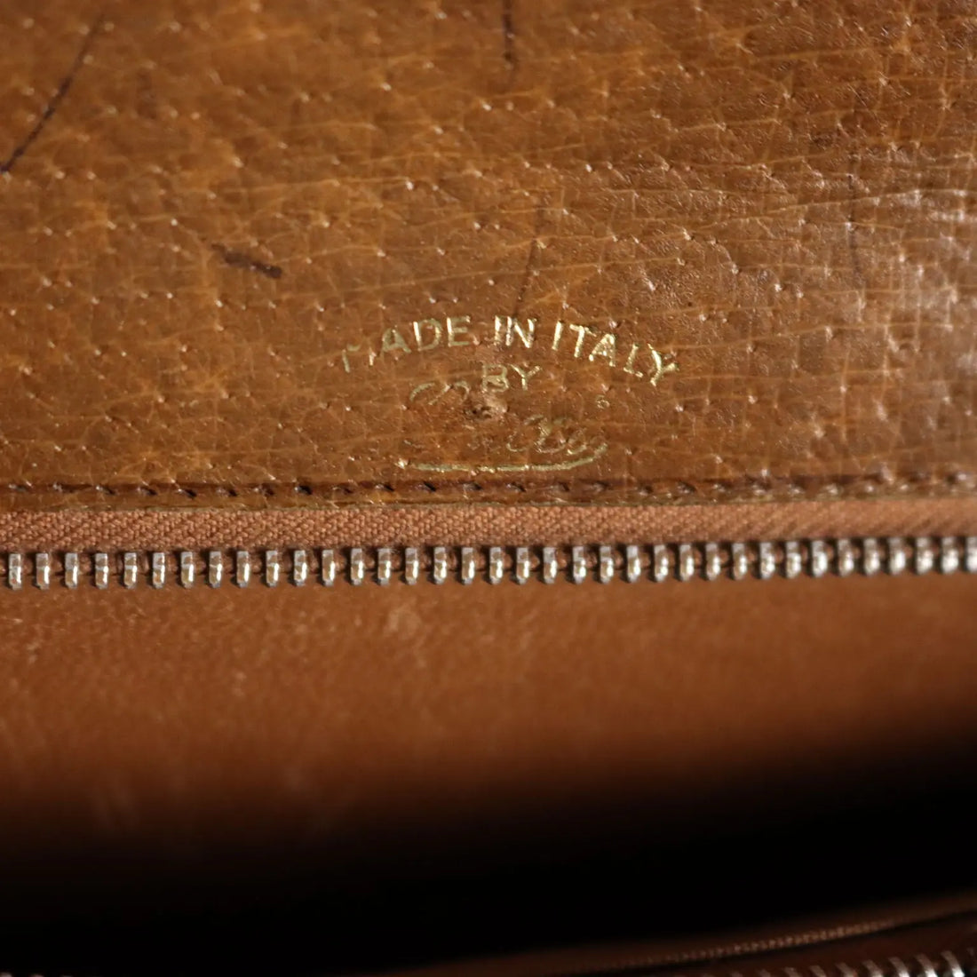 Gucci Vintage Brown Leather Bag Metal Italy 1960s