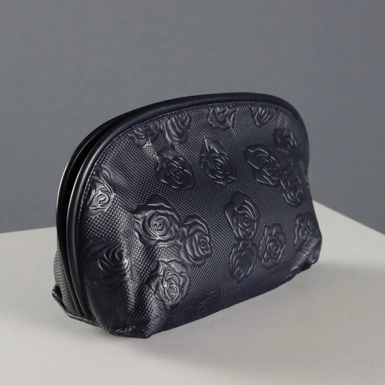 Ungaro Vintage Clutch Bag Blue Leather France 1980s-1990s