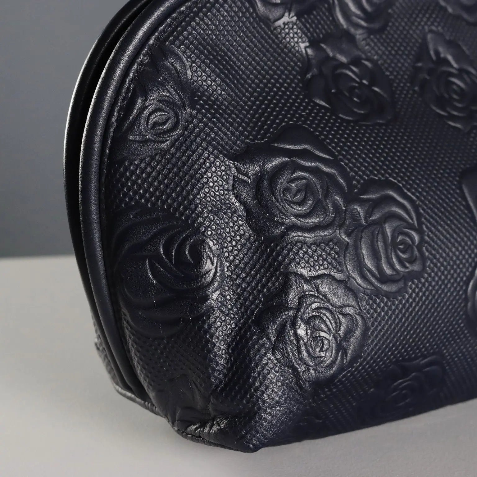 Ungaro Vintage Clutch Bag Blue Leather France 1980s-1990s