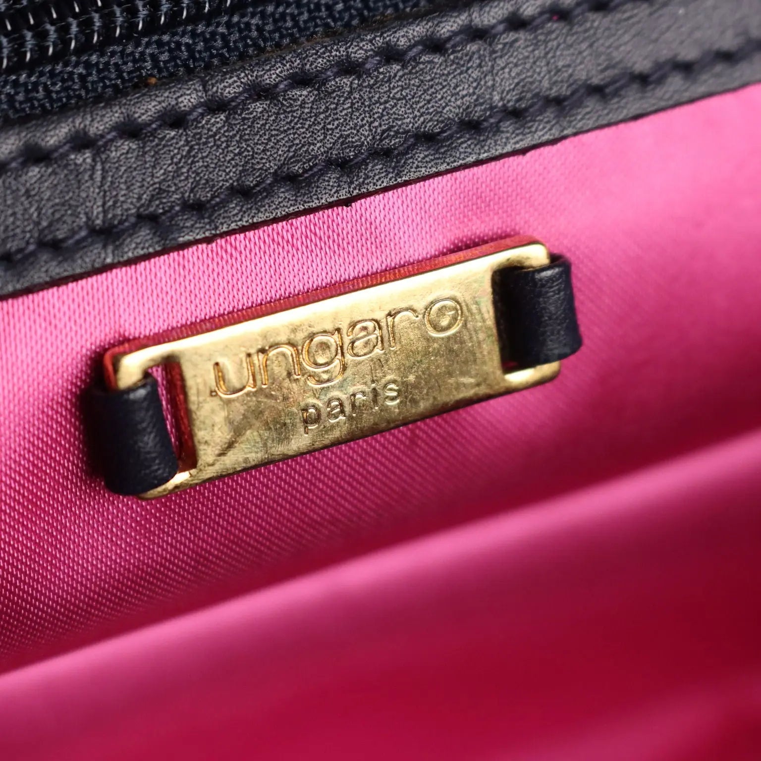 Ungaro Vintage Clutch Bag Blue Leather France 1980s-1990s