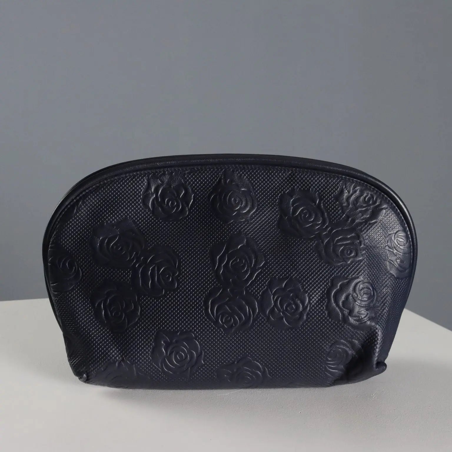 Ungaro Vintage Clutch Bag Blue Leather France 1980s-1990s