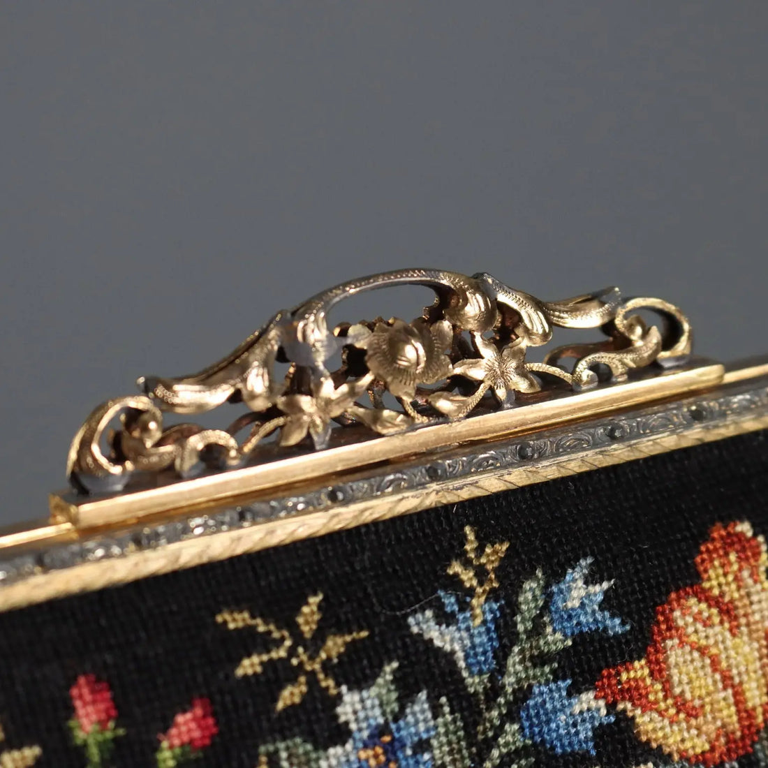Vintage Petit Point Rectangular Handbag Cotton Italy 1950s-60s