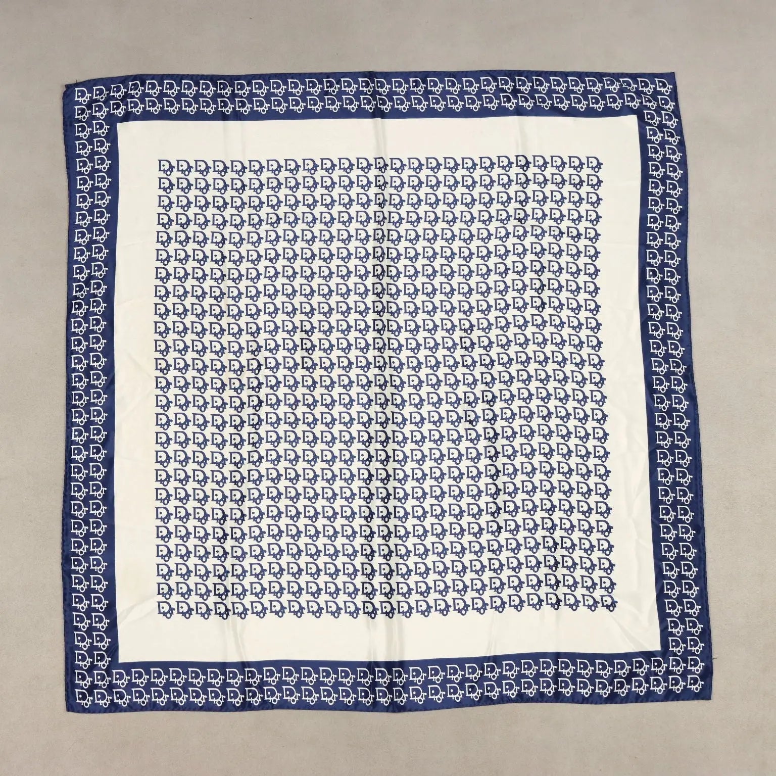 Dior Silk Scarf White Blue Oblique 1967