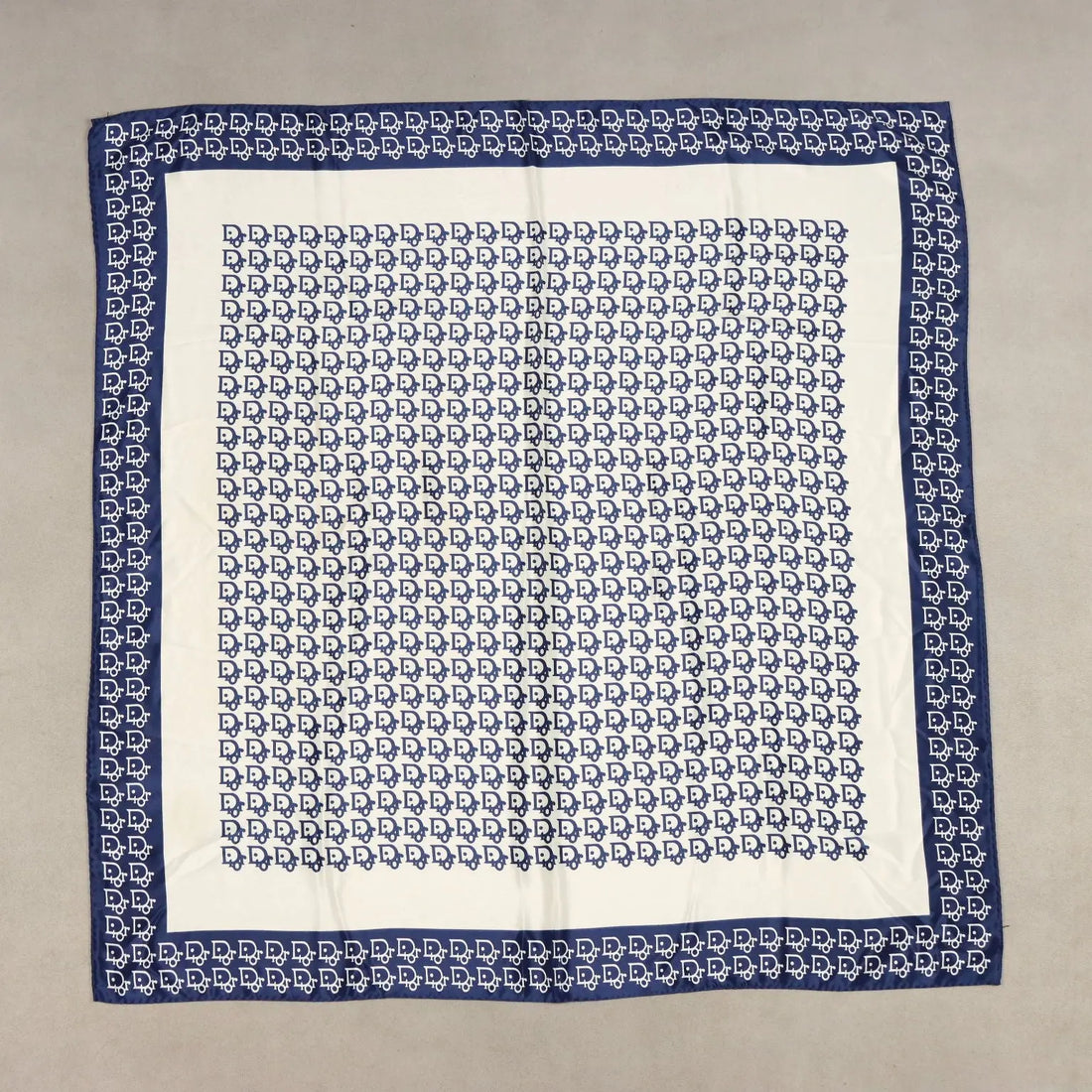 Dior Silk Scarf White Blue Oblique 1967