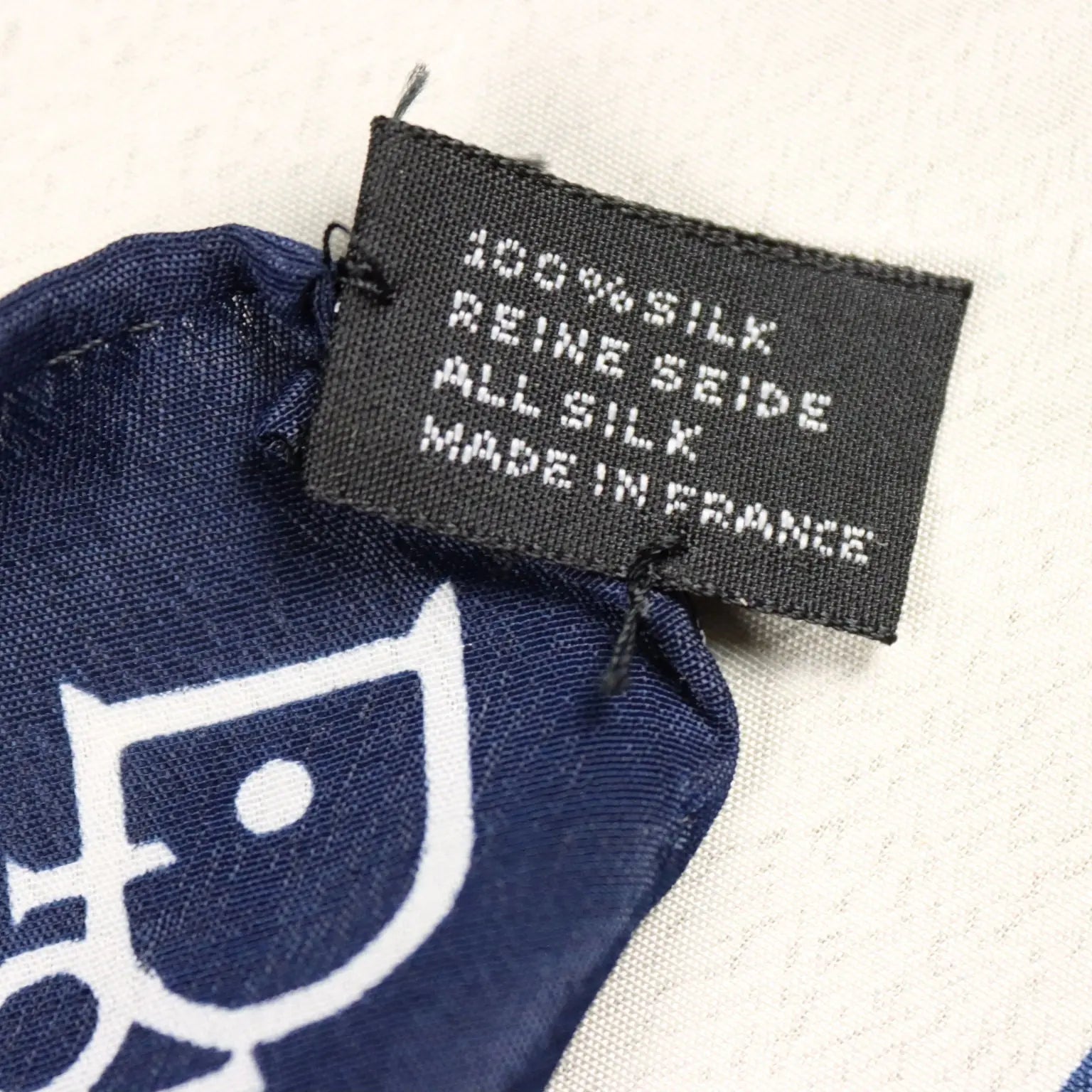 Dior Silk Scarf White Blue Oblique 1967