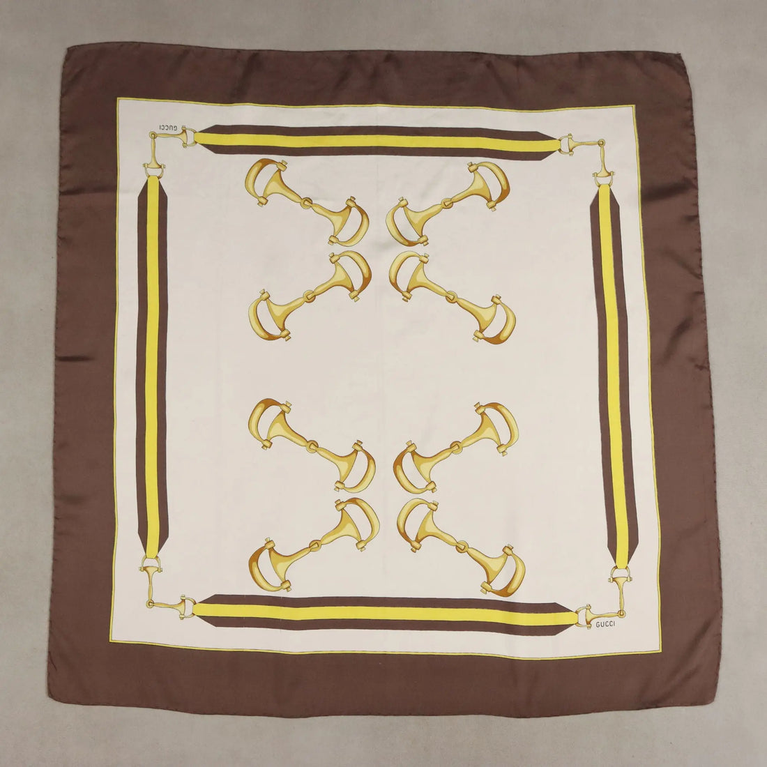 Vintage Gucci Scarf Silk Twill Gilded Beads Italy 1970s
