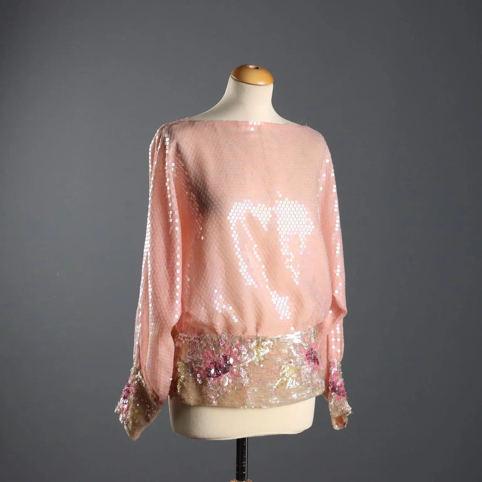 Vintage Shirt Silk Beads UK Size 12 Italy 1980s