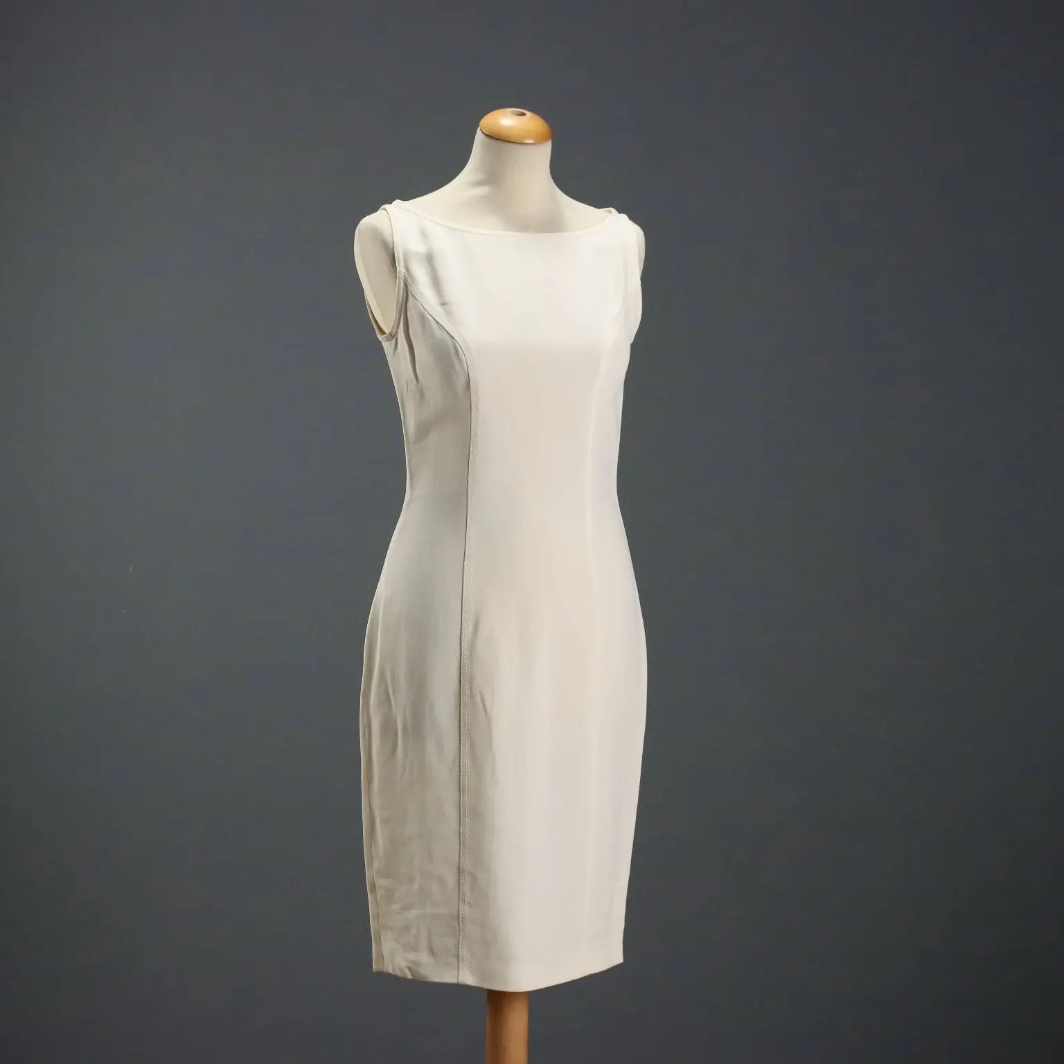 Gai Mattiolo White Dress Acetate Viscosa UK Size 14 1990s