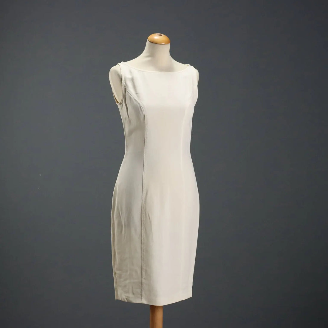 Gai Mattiolo White Dress Acetate Viscosa UK Size 14 1990s
