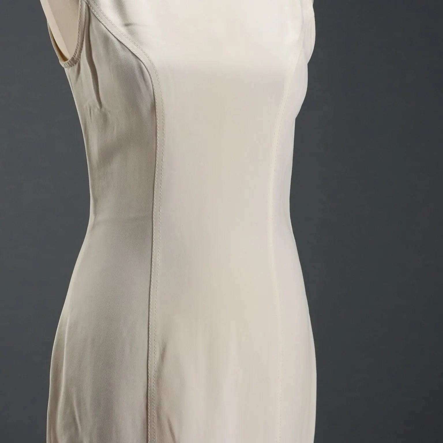 Gai Mattiolo White Dress Acetate Viscosa UK Size 14 1990s